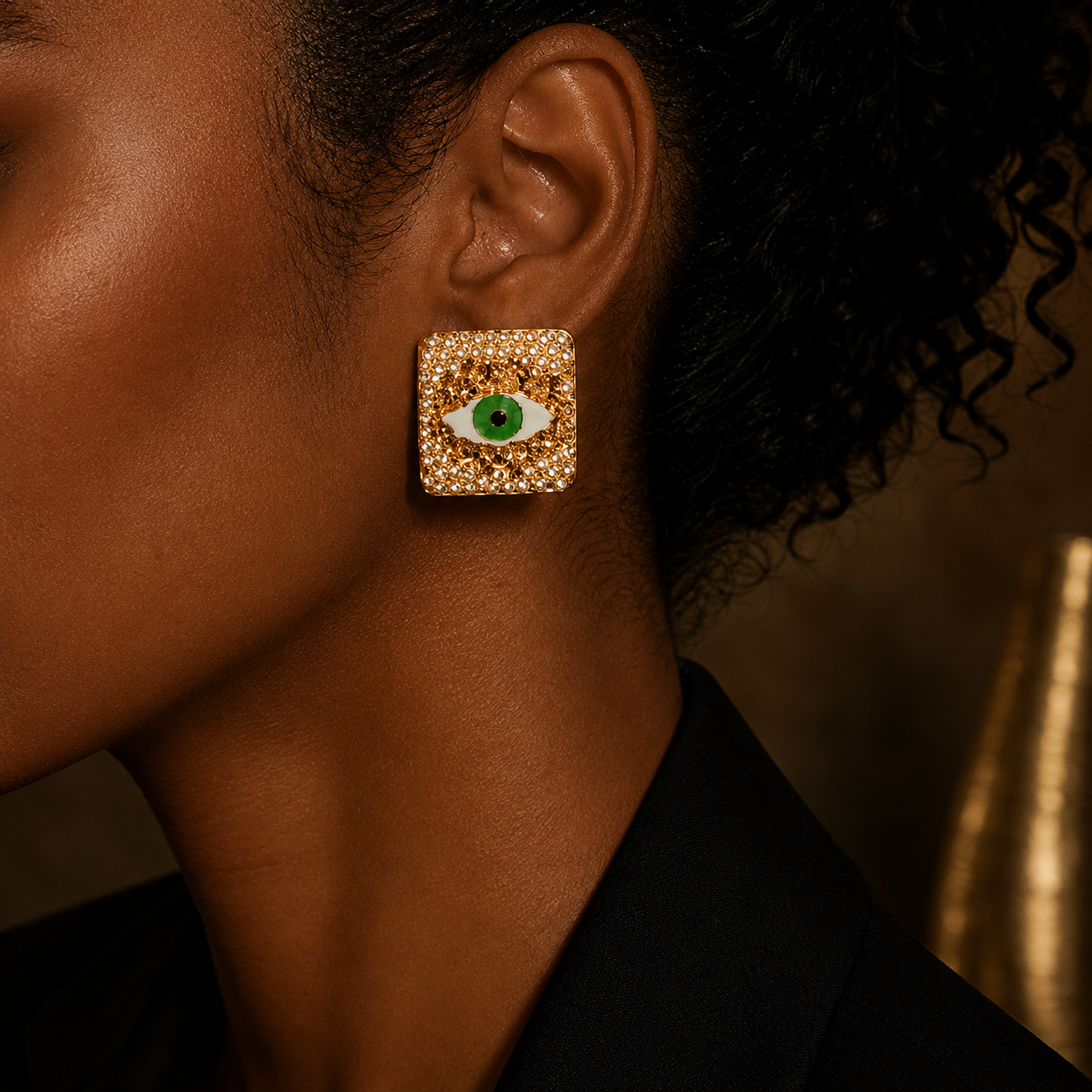 Emerald Evil Eye Studs