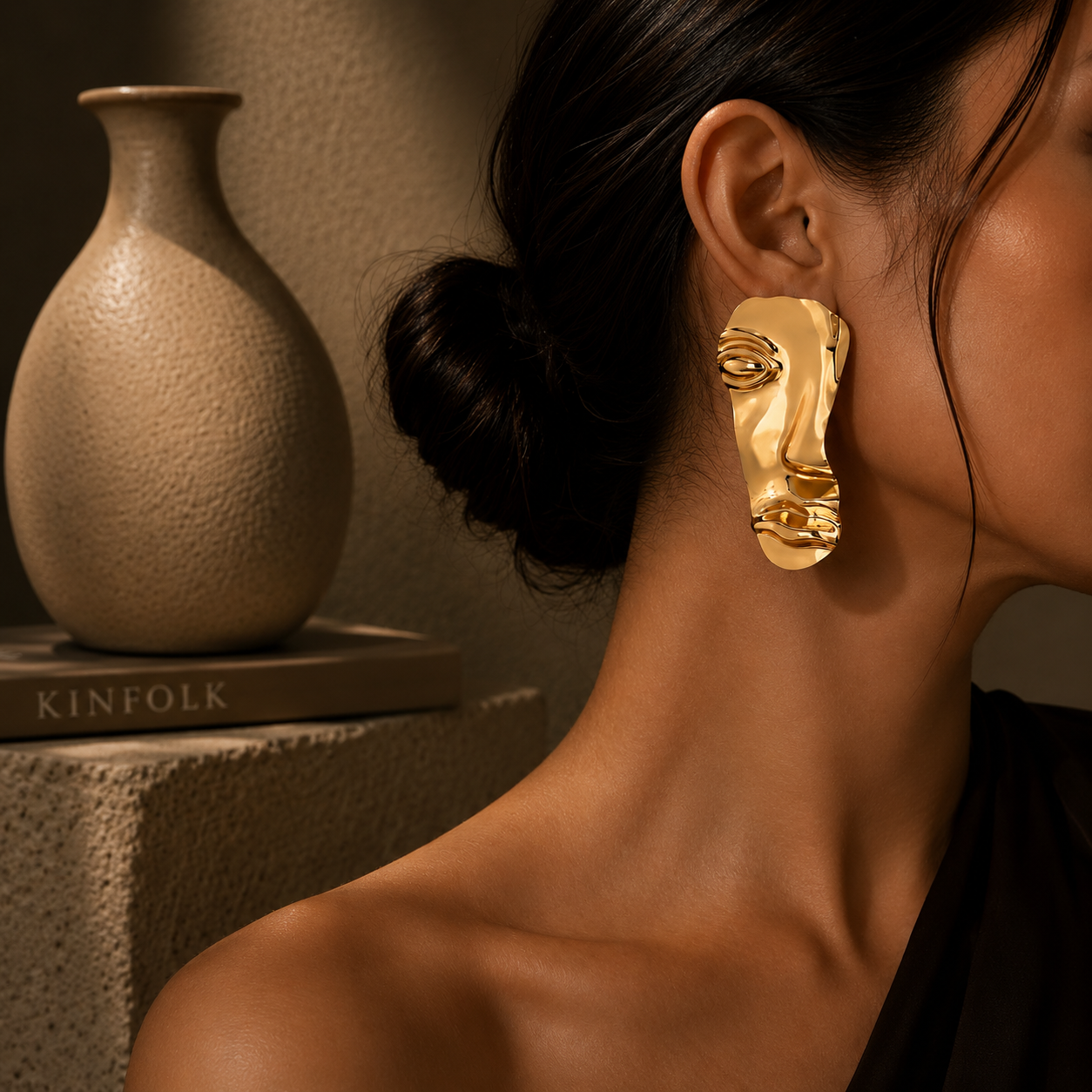 Luxury Abstract Gold Statement Earrings