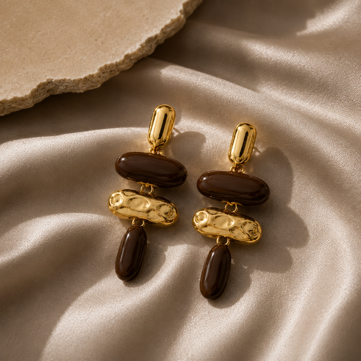 Mocha Luxe Statement Drop Earrings