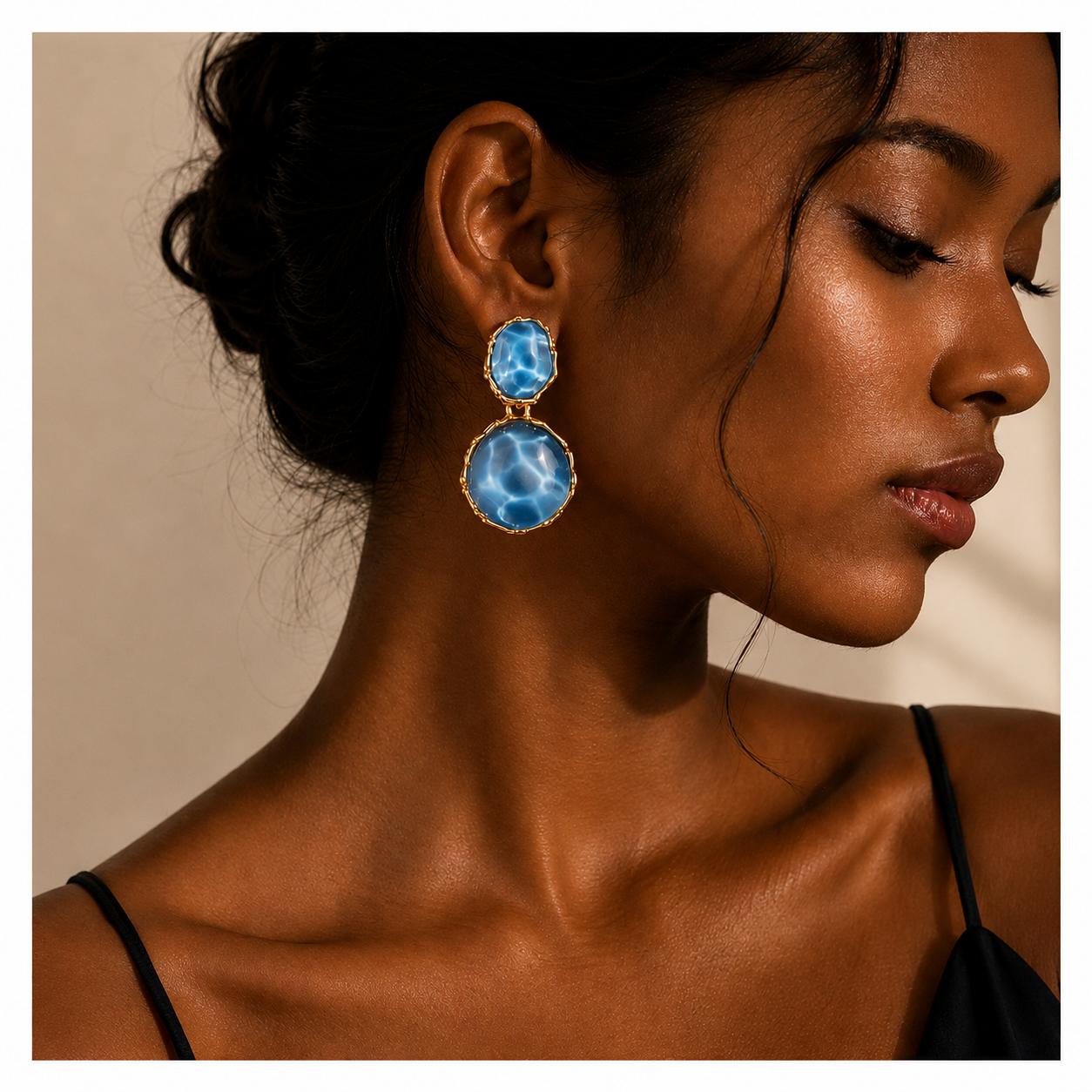 Luxury Ocean Blue Crystal Drop Earrings