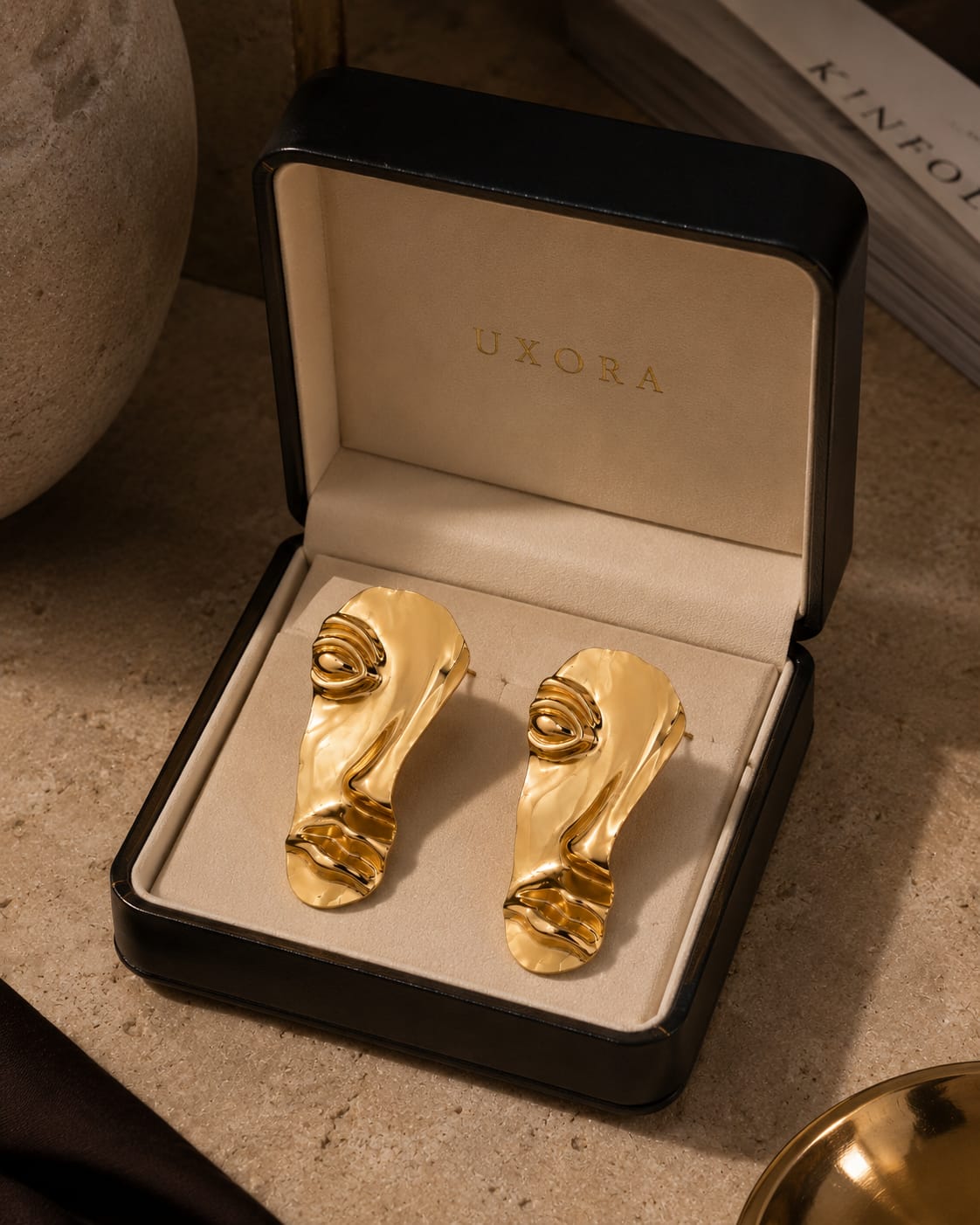 Luxury Abstract Gold Statement Earrings