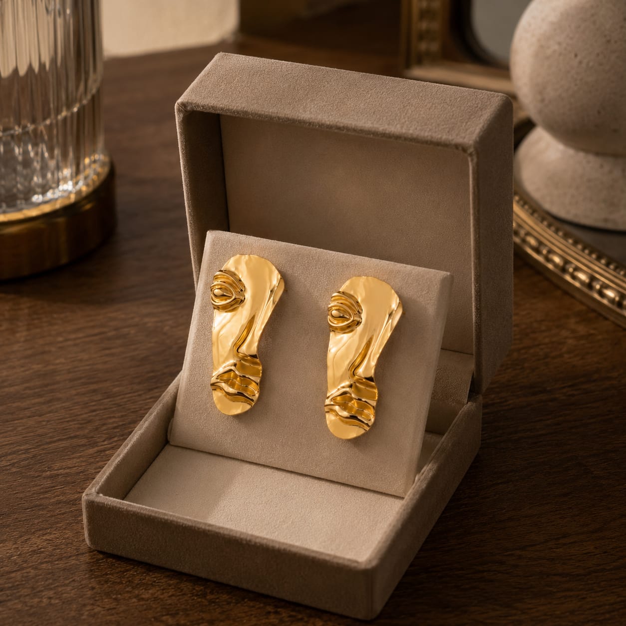 Luxury Abstract Gold Statement Earrings