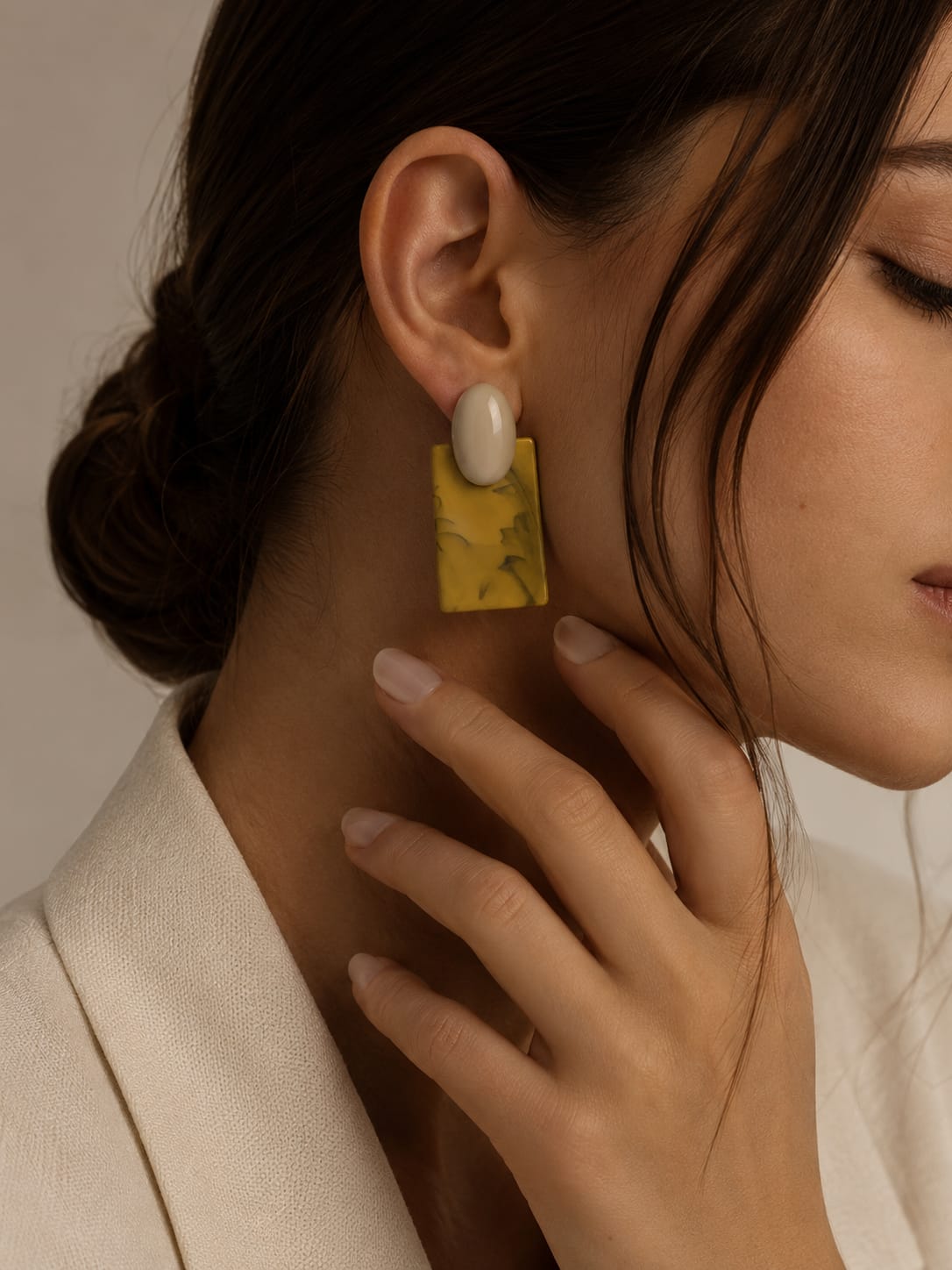 Elegant Marble Geometric Drop Earrings for Women