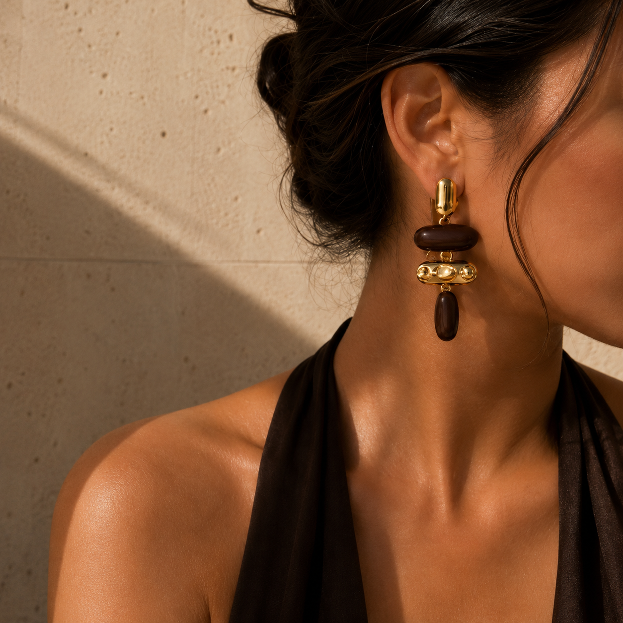 Mocha Luxe Statement Drop Earrings