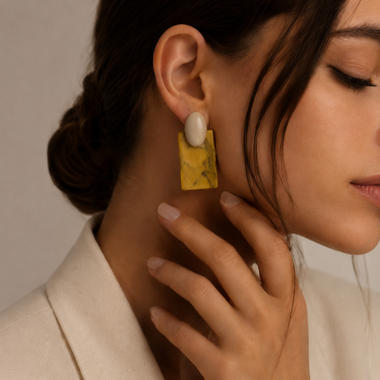 Elegant Marble Geometric Drop Earrings for Women