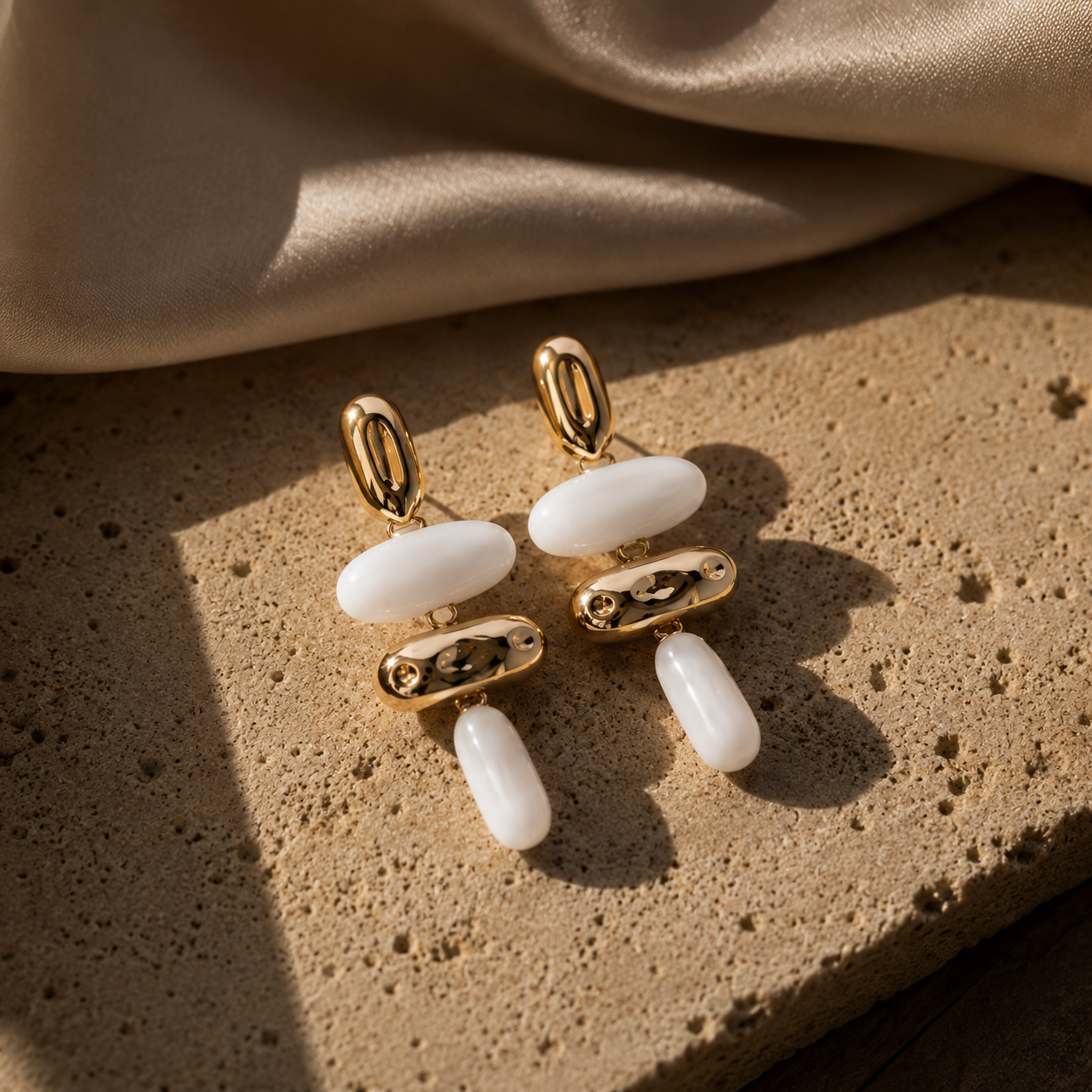 Ivory Luxe Statement Drop Earrings