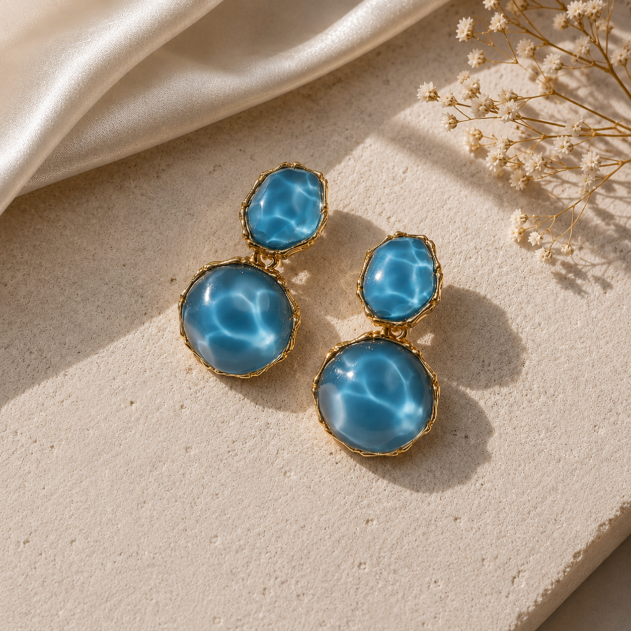 Luxury Ocean Blue Crystal Drop Earrings