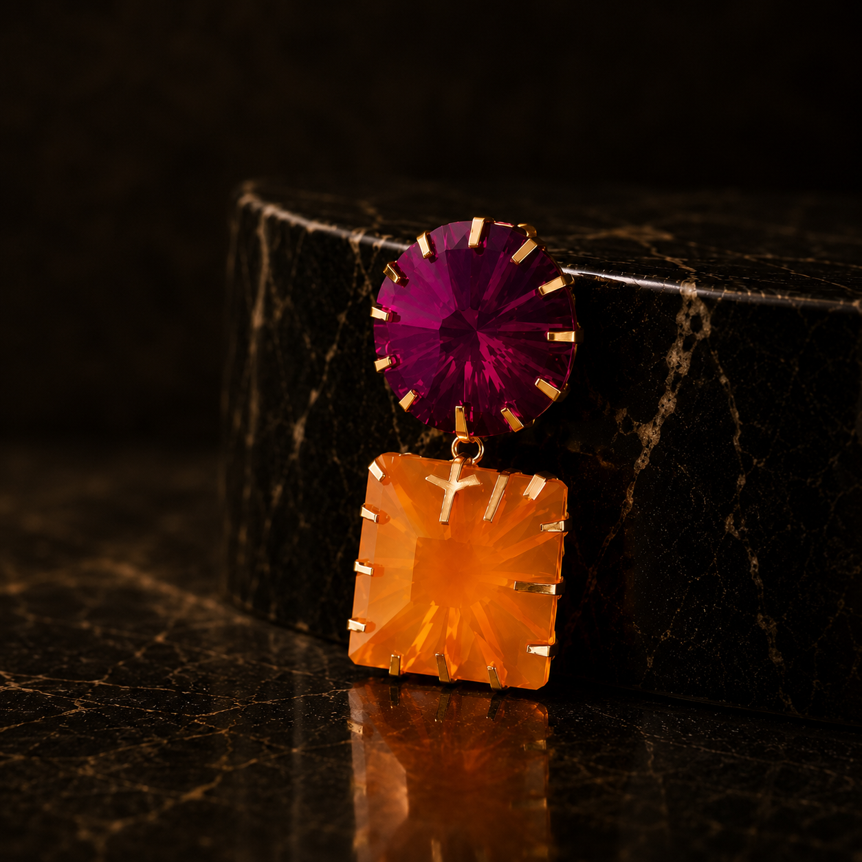 Aurora Dual-Stone Statement Earrings