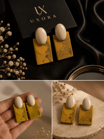 Luxury Marble Resin Geometric Drop Earrings
