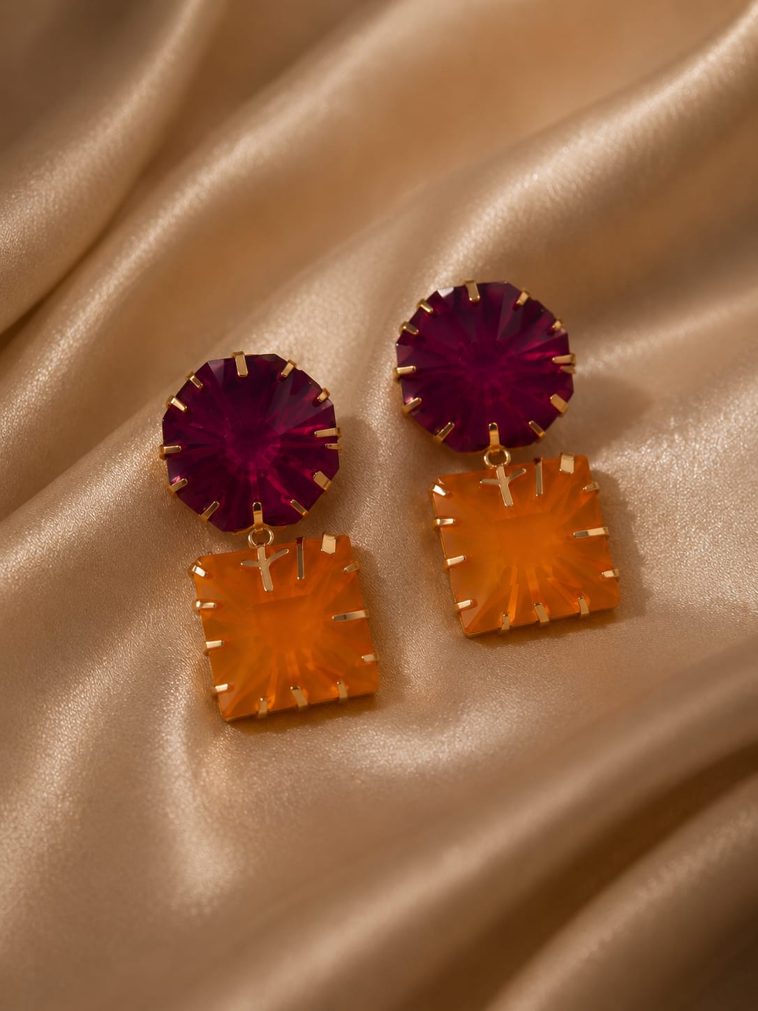 Aurora Dual-Stone Statement Earrings