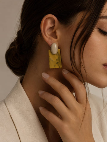 Elegant Marble Geometric Drop Earrings for Women